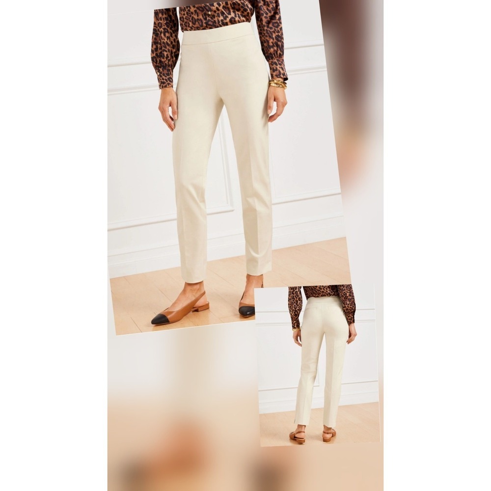 Talbots Chatham Ankle Pants Size 16 Tan Khaki Side Zip Cotton Blend NWT